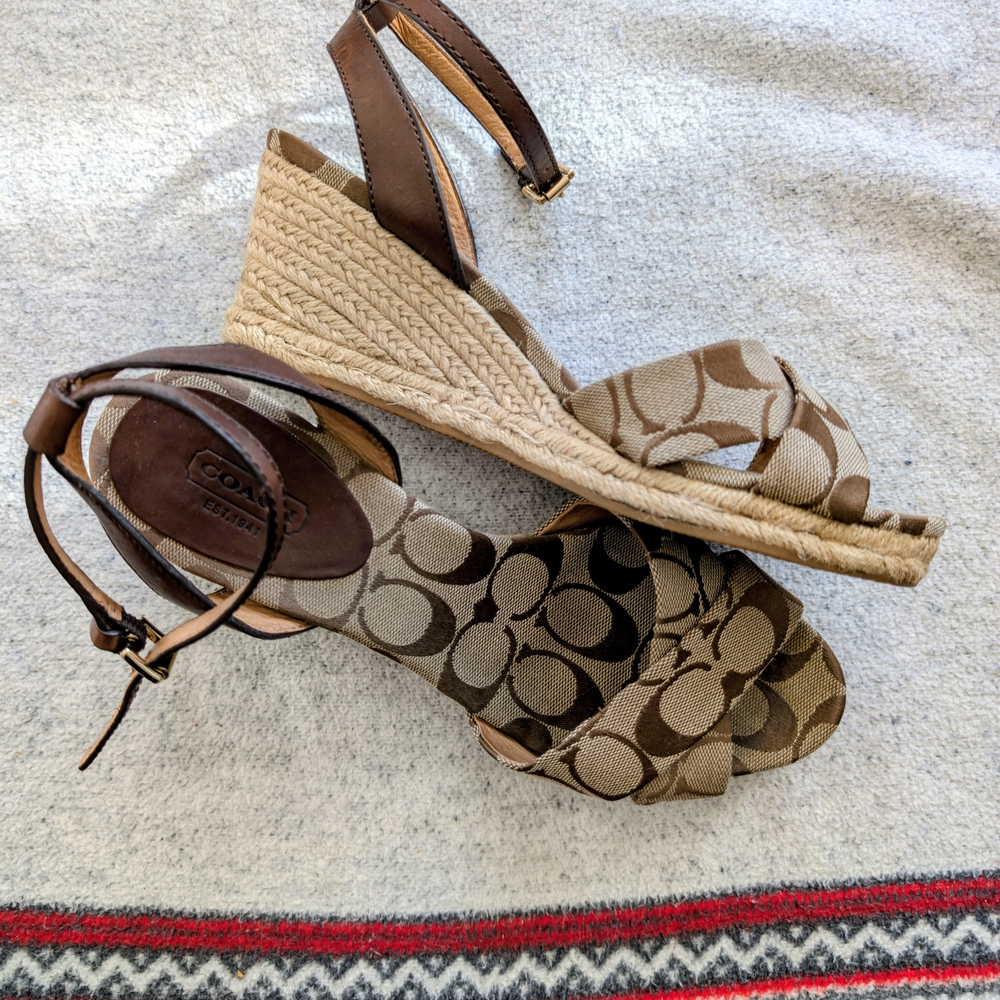Coach Women's Brown Wedge Sandals